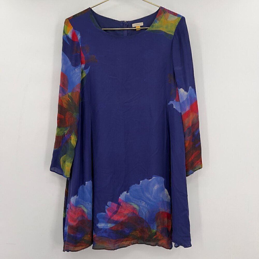 Anthropologie Leifsdottir Women's Silk Printed Knee Length Shift Dress Size M